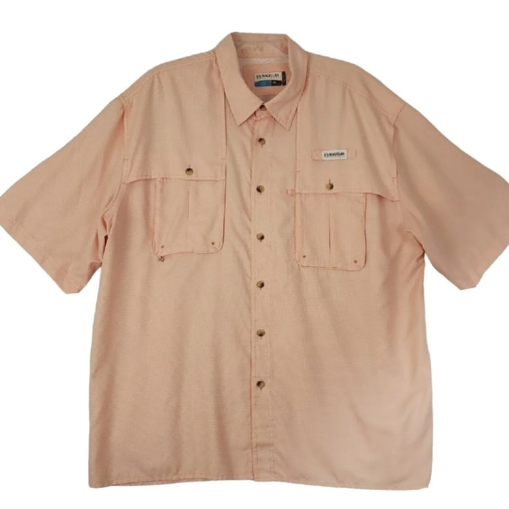 Magellan Outdoors~Men's Size 2XL~Orange Mag Wick Fishing Gear Shirt Short Sleeve